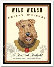 Konsttryck Krista Brooks, Wild Welsh Frisky Whiskey – Welshterrier