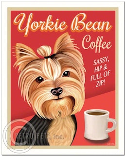 Konsttryck Krista Brooks, Yorkie Bean Coffee – Yorkshireterrier