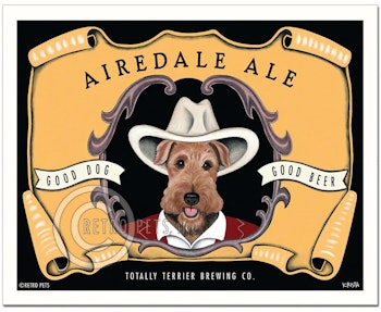 Konsttryck Krista Brooks, Airedale Ale – Airedaleterrier