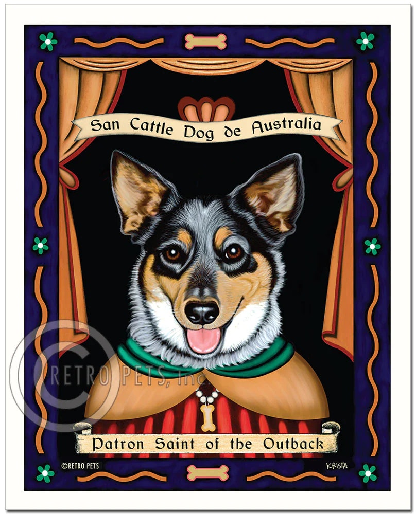 Konsttryck Krista Brooks, Patron Saint Of The Outback – Australian cattledog
