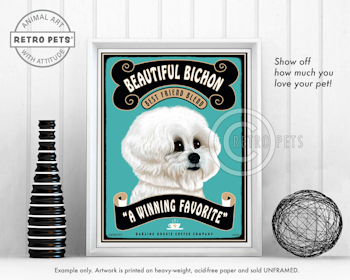 Konsttryck Krista Brooks, Beautiful Bichon Coffee – Bichon frisé