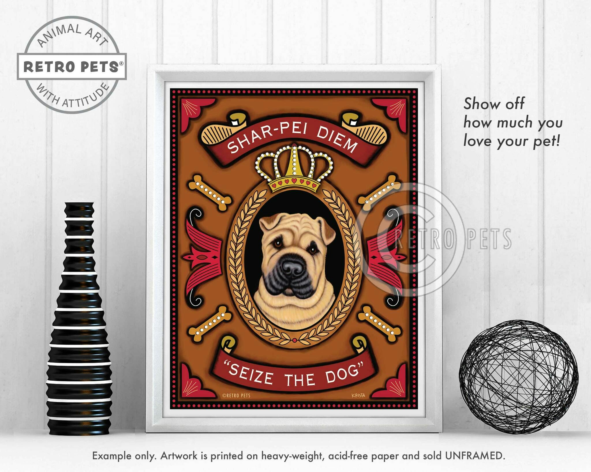 Konsttryck Krista Brooks, Shar-Pei Diem - Seize The Dog – Shar pei