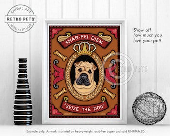 Konsttryck Krista Brooks, Shar-Pei Diem - Seize The Dog – Shar pei