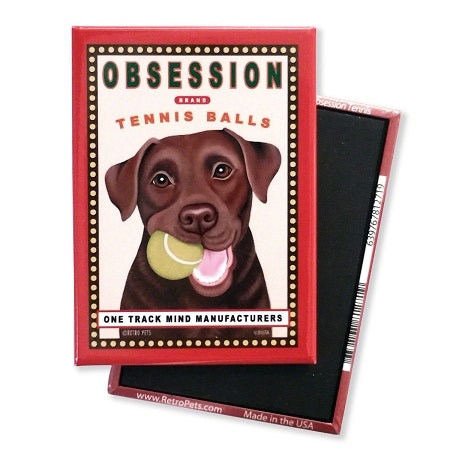 Kylskåpsmagnet Krista Brooks, Obsession – Labrador retriever, choklad