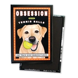 Kylskåpsmagnet Krista Brooks, Obsession – Labrador retriever, gul