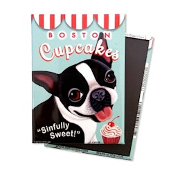 Kylskåpsmagnet Krista Brooks, Cupcakes – Bostonterrier