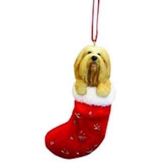 Juldekoration, julstrumpa – Lhasa apso