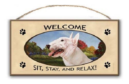 Skylt, Welcome – Bullterrier