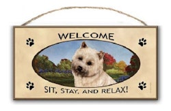 Skylt, Welcome – Cairnterrier