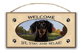 Skylt, Welcome – Tax, svart & tan
