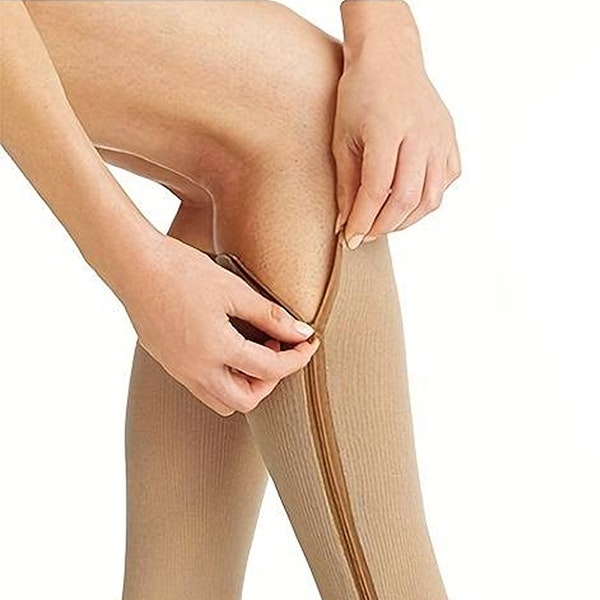Stödstrumpor blixtlås (beige)
