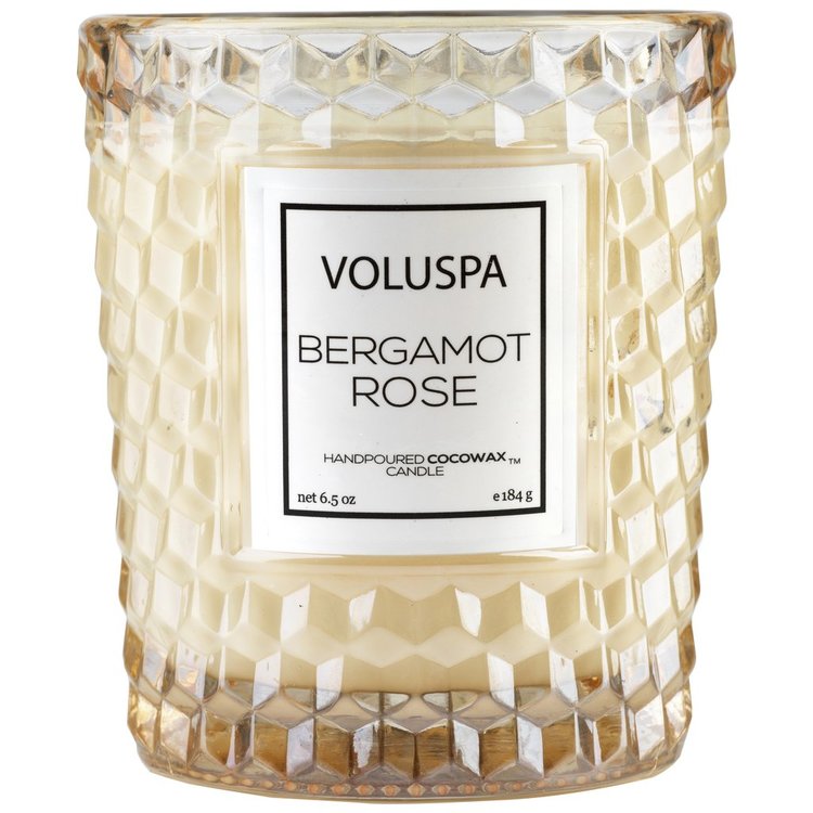 Voluspa - Bergamot Rose Textured Glass Candle 40tim