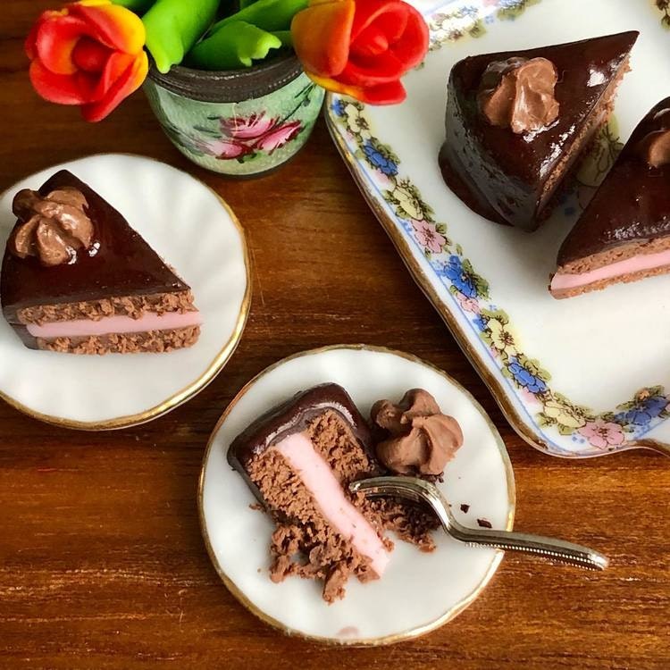 Chocolate Cake Piece on Plate with Cake Fork