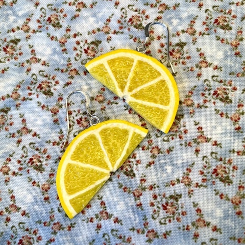 Half Lemon Slice Earrings Silver