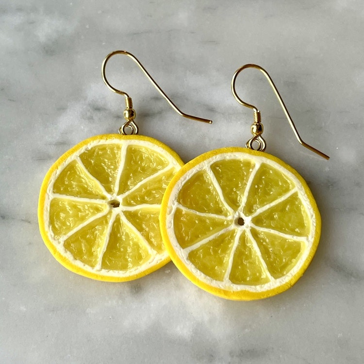 Lemon Slices Earrings Gold