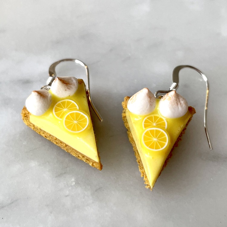 Lemon Meringue Pie Earrings Silver