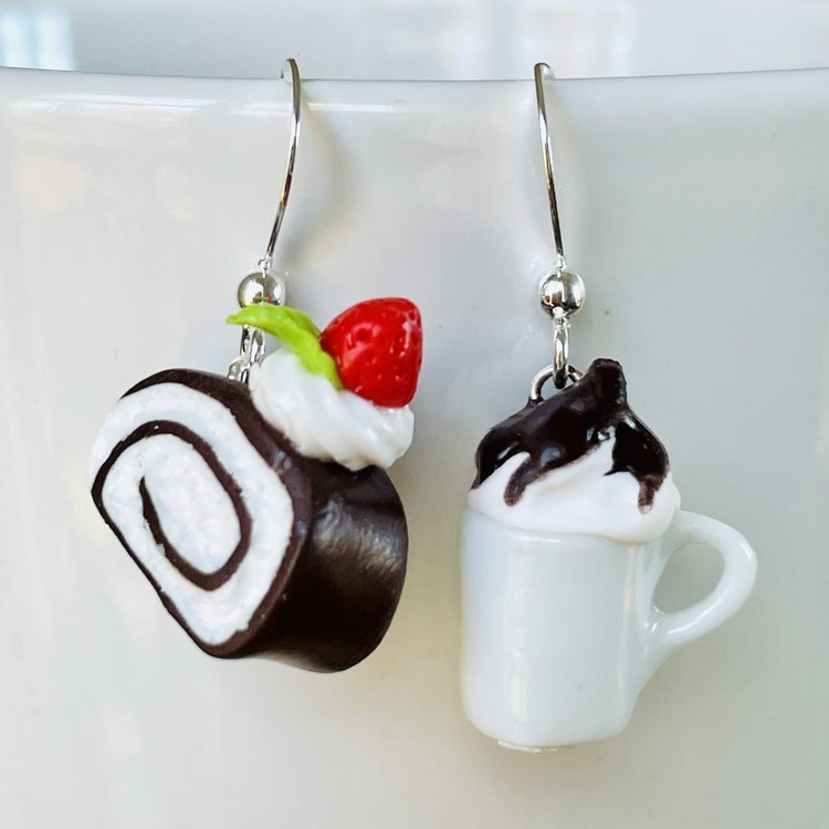 Coffee with Chocolate Swiss Roll Earrings