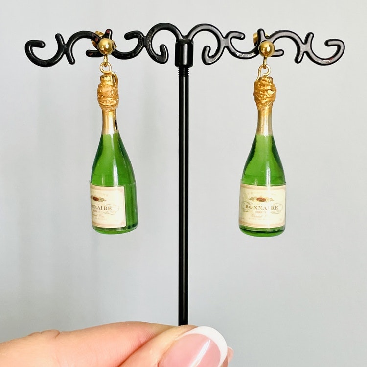 Champagne / bubbel örhängen med stift / krok