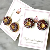 Chocolate Donuts with Sprinkles Ordinary/Stud Silver Earrings