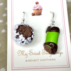 Vacuum Cleaner and Cocoa Ball with Bite Swedish Fika Earrings Silver
