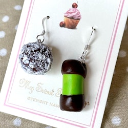 Vacuum Cleaner and Cocoa Ball Swedish Fika Earrings Silver