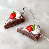 Chocolate Cake with Strawberry Earrings 1 pair