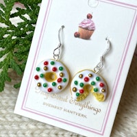 Donuts with Christmas Sprinkles Earrings Silver/Gold