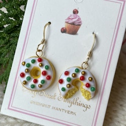 Donuts with Christmas Sprinkles Earrings Silver/Gold