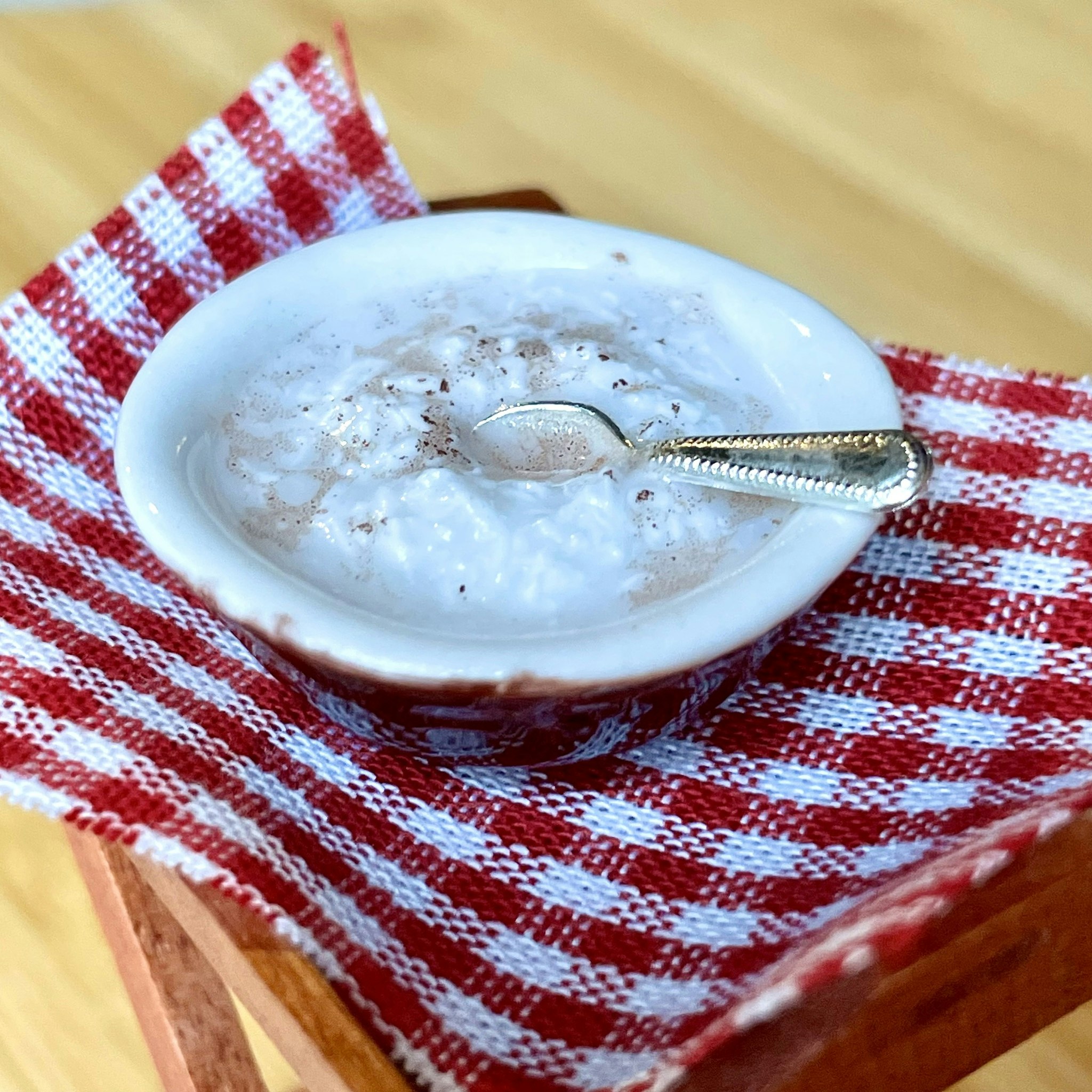 Oatmeal Breakfast with Ham Sandwich and Coffee Miniature Set