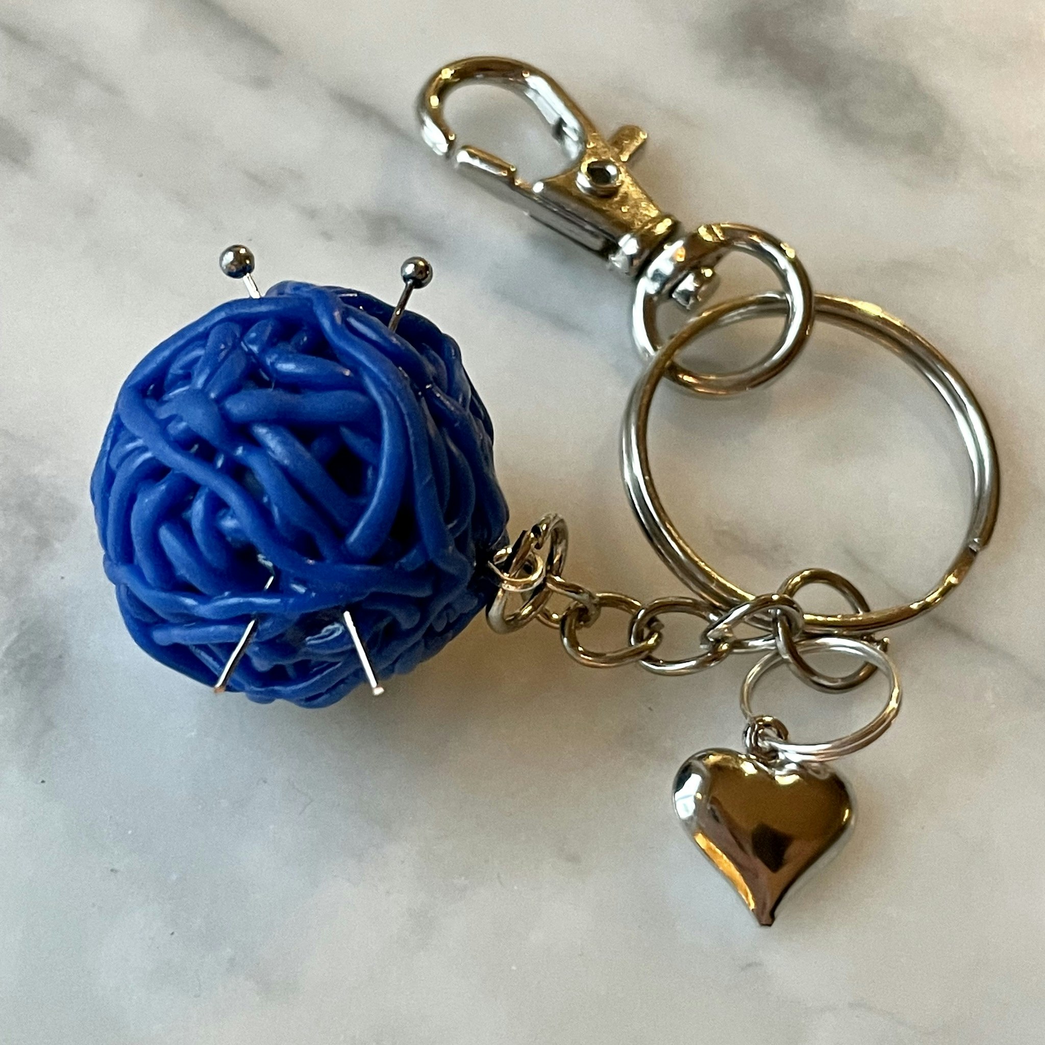 Ball of Yarn Key Chain Silver/Gold - Optional color