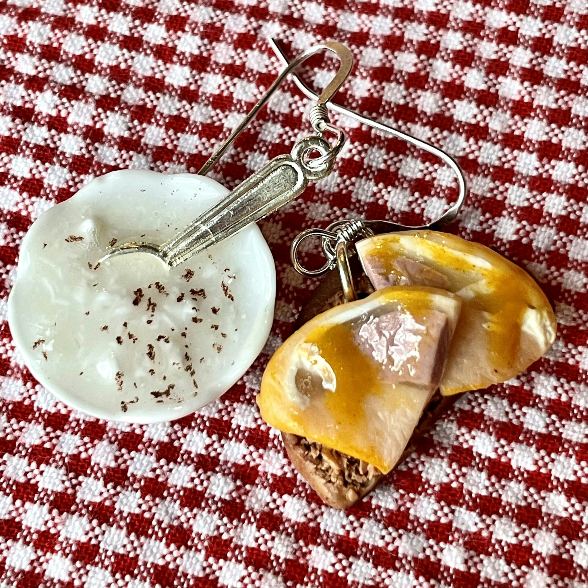 Oatmeal and Ham Sandwich Earrings 1 pair