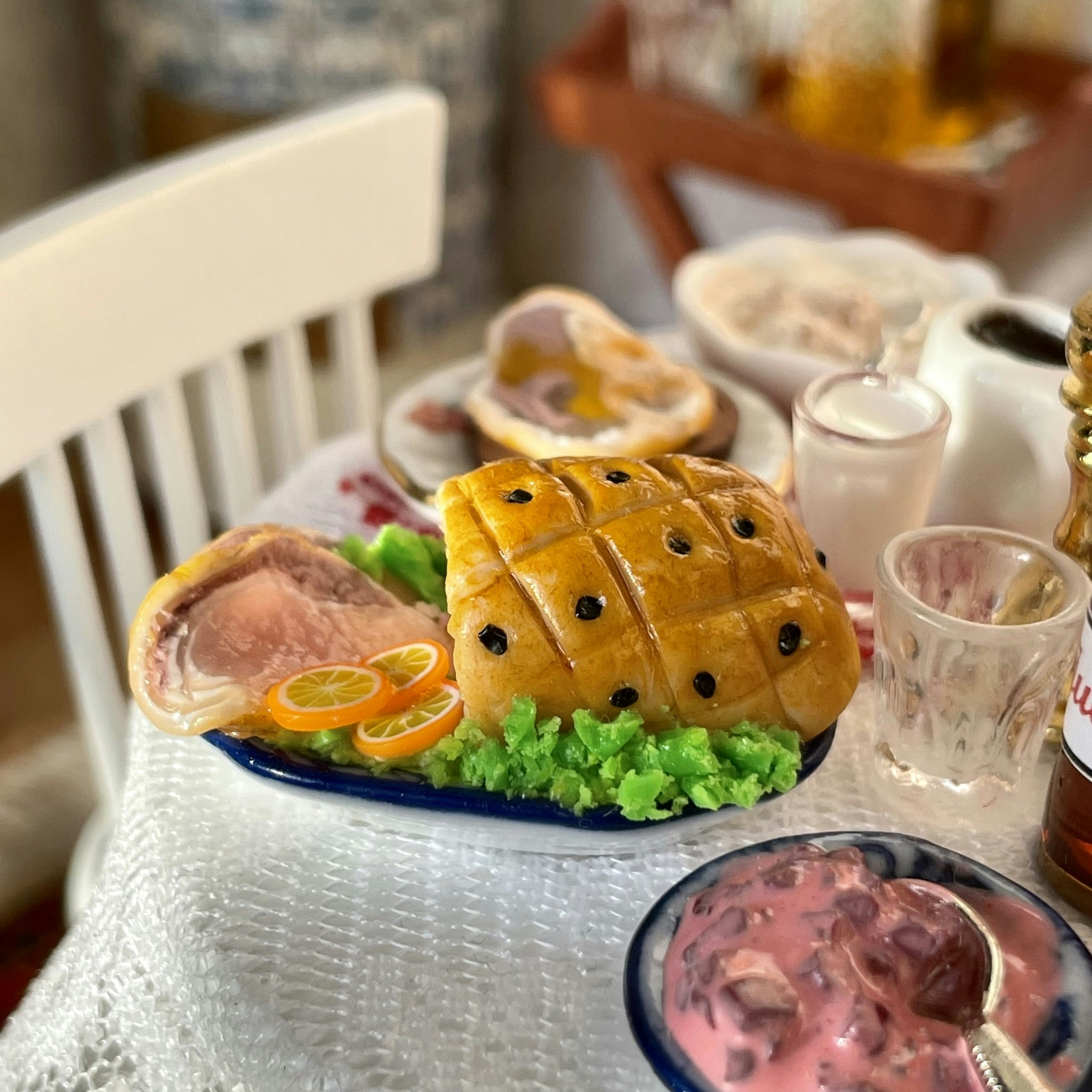 Christmas Ham on Porcelain Plate