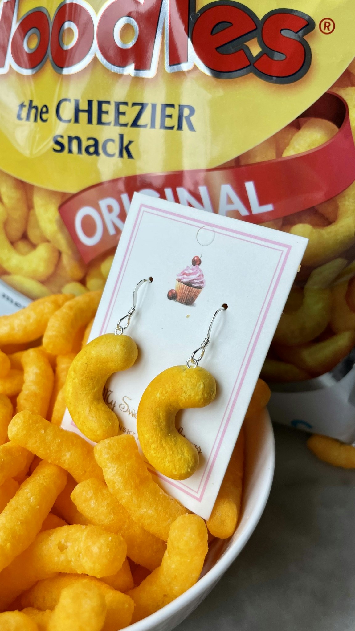 Cheese Puffs Earrings 1 pair