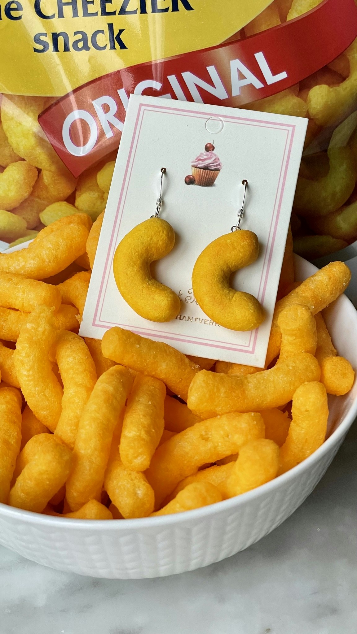 Cheese Puffs Earrings 1 pair