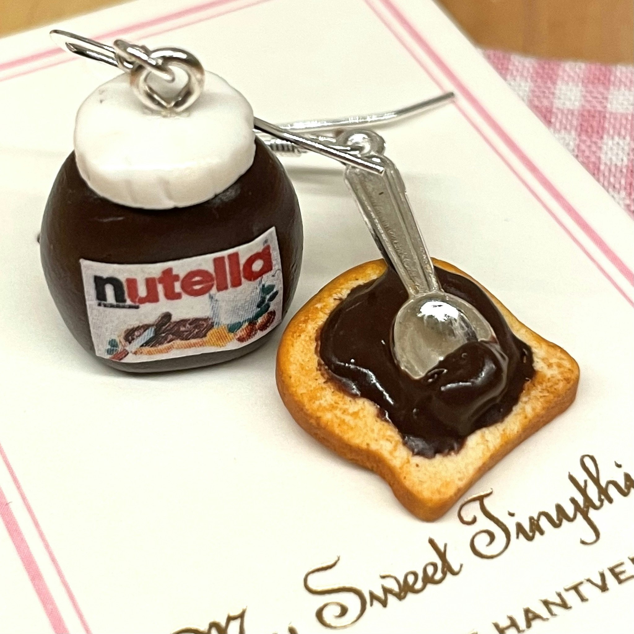 Nutella med rostat bröd / toast örhängen silver 1 par