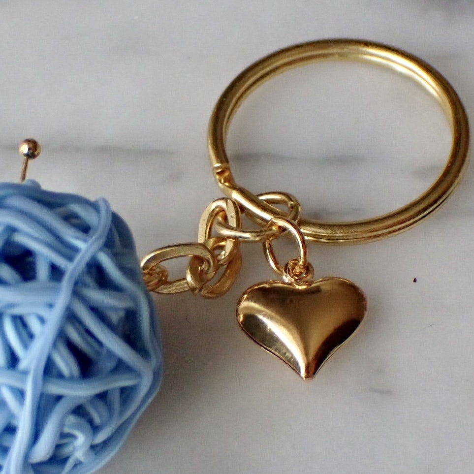 Ball of Yarn Key Chain Silver/Gold - Optional color