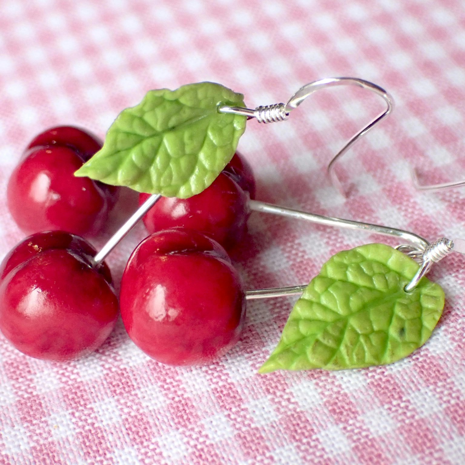 Cherries Earrings Silver 1 pair