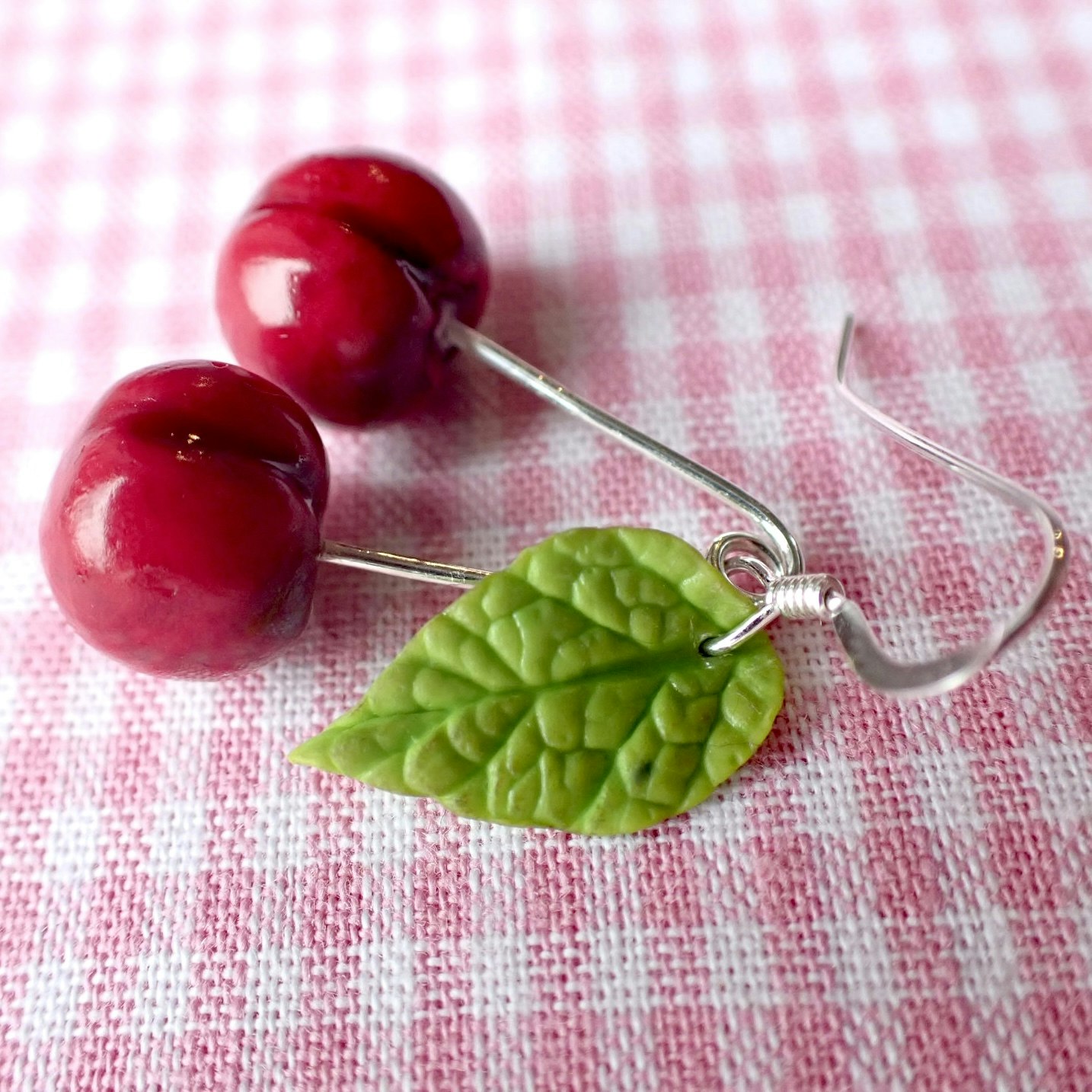 Cherries Earrings Silver 1 pair