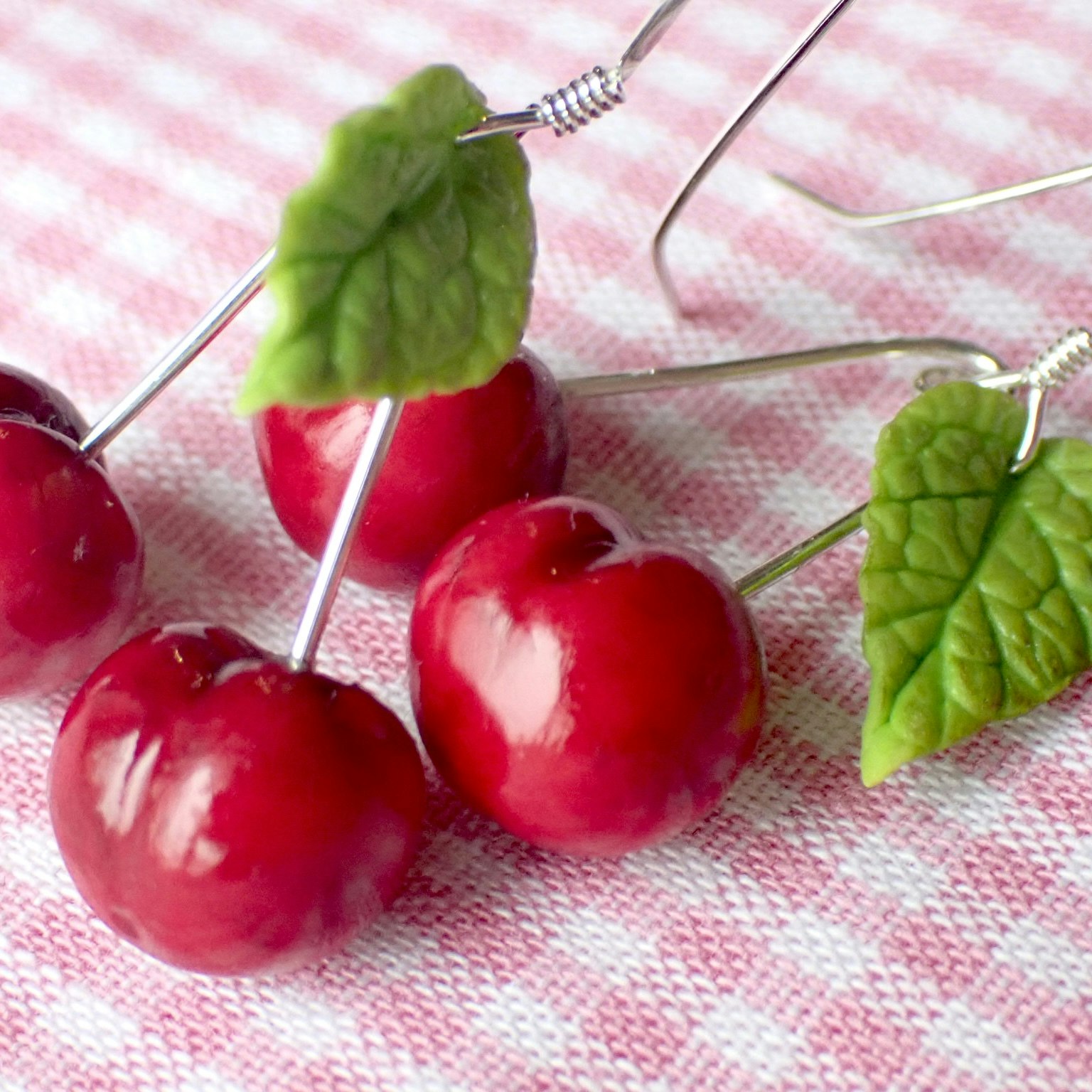 Cherries Earrings Silver 1 pair