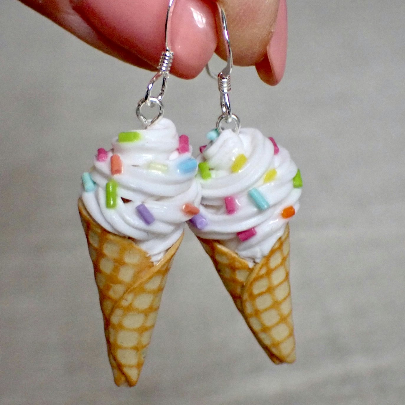 Soft Serve Ice Cream with sprinkles 1 pair Silver/Gold