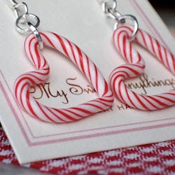 Candy Cane Hearts Earrings Silver/Gold