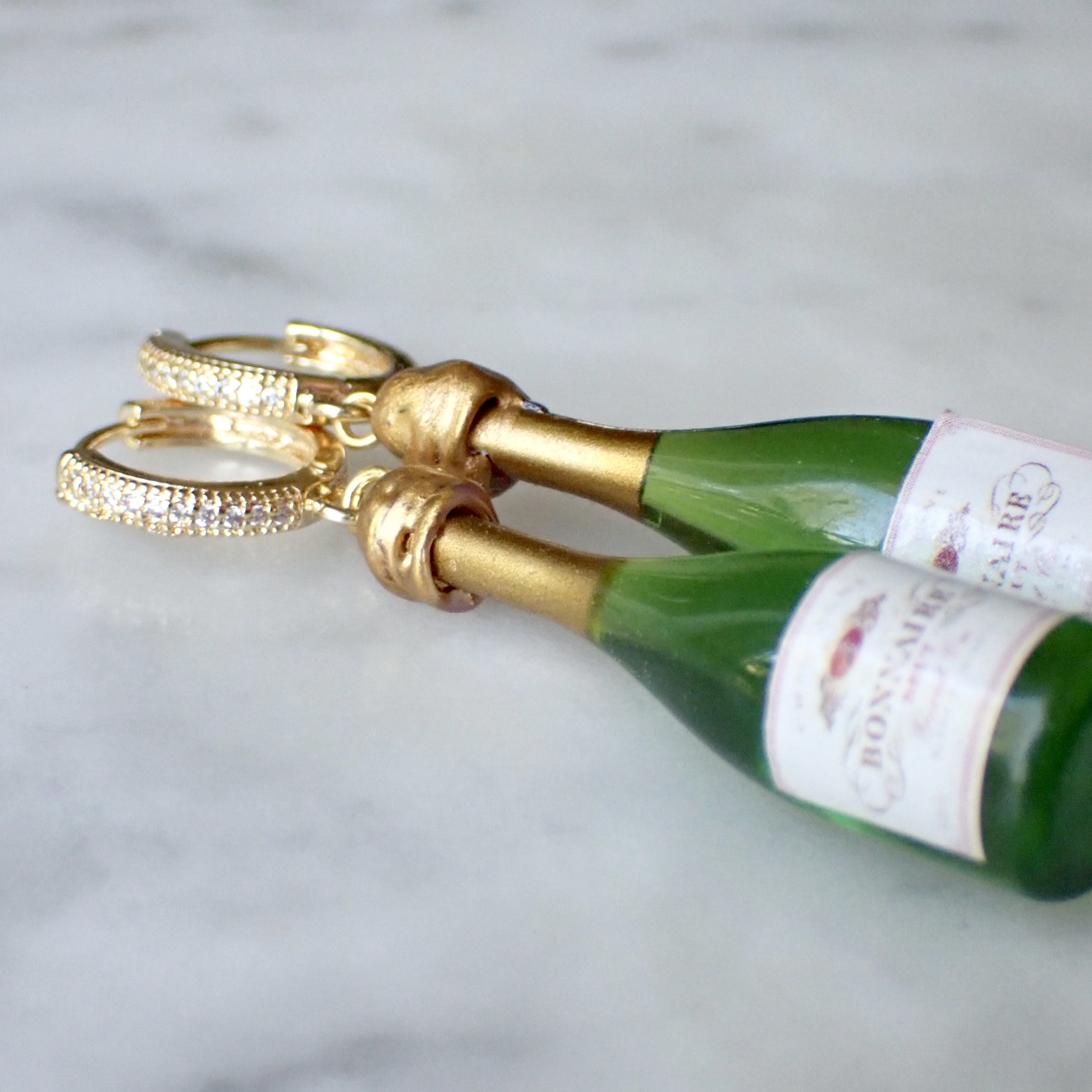 Champagne / bubbel örhängen med creol/ stift / krok