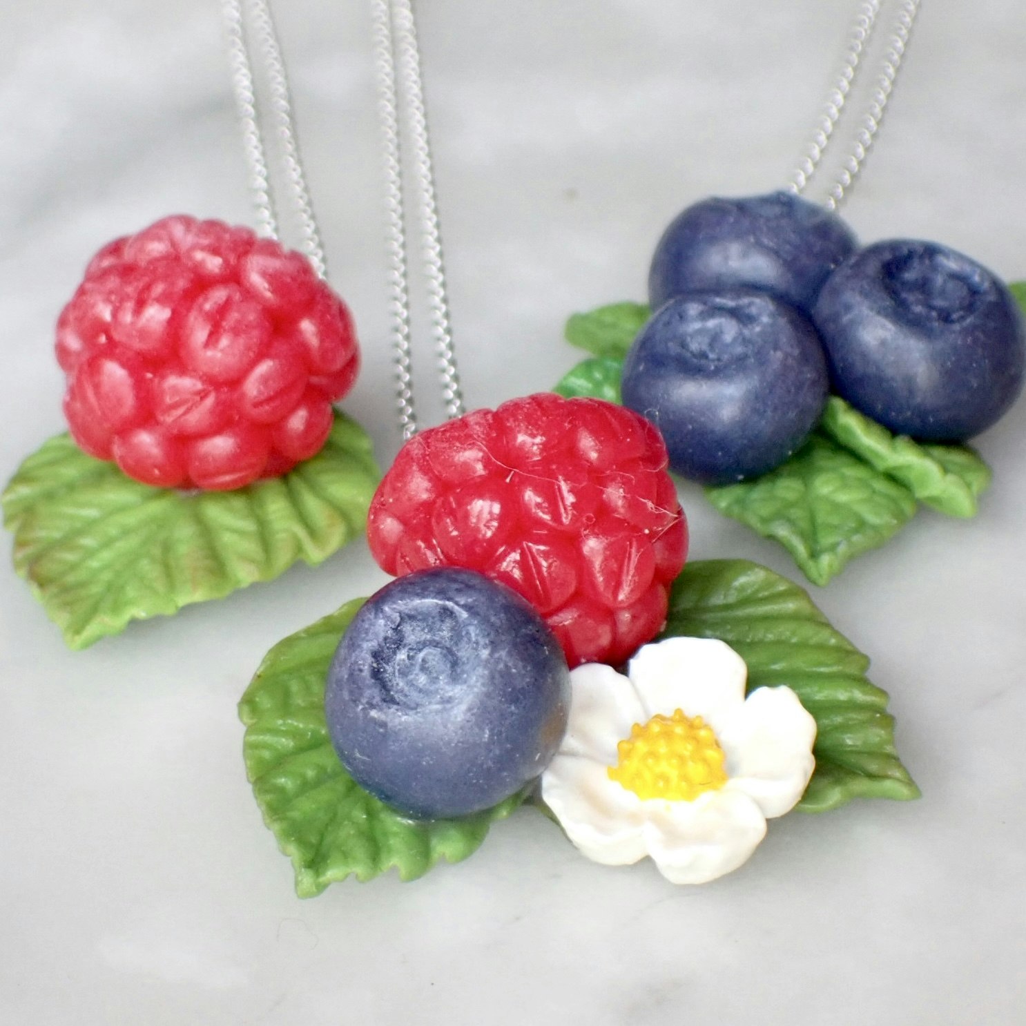 Summer berry necklace or charm silver/gold