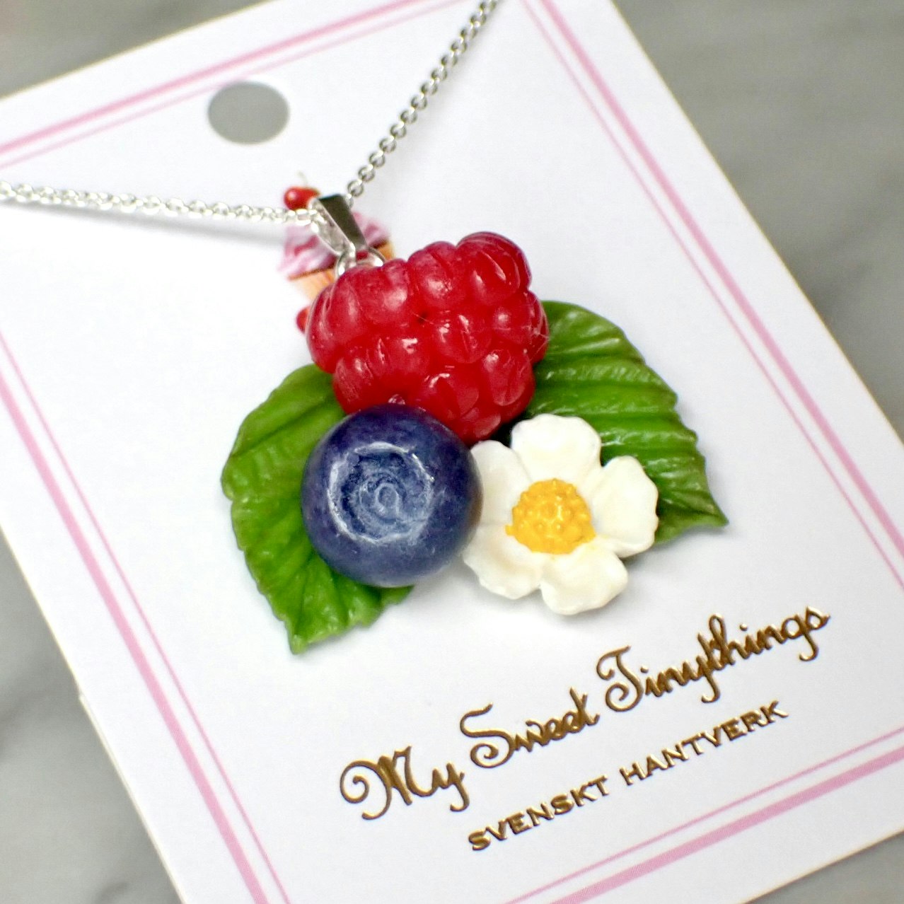 Summer berry necklace or charm silver/gold
