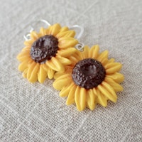 Sunflowers earrings more alt. silver / gold / butterfly hooks / clips / pins
