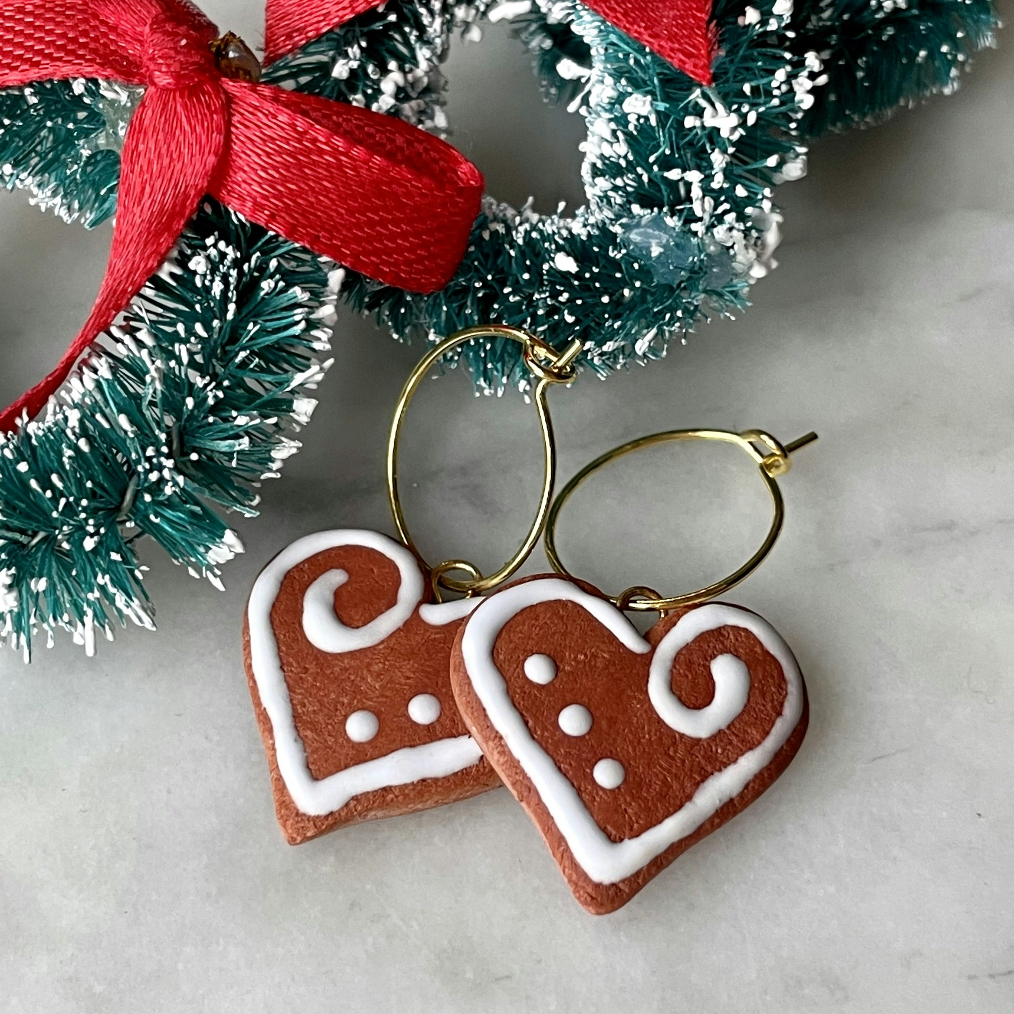 Gingerbread Hearts Earrings Silver/Gold