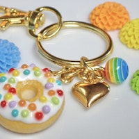 Key ring rainbow donut silver/gold