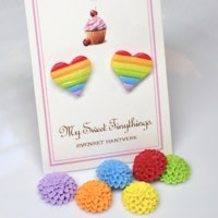Rainbow Hearts Stud Earrings