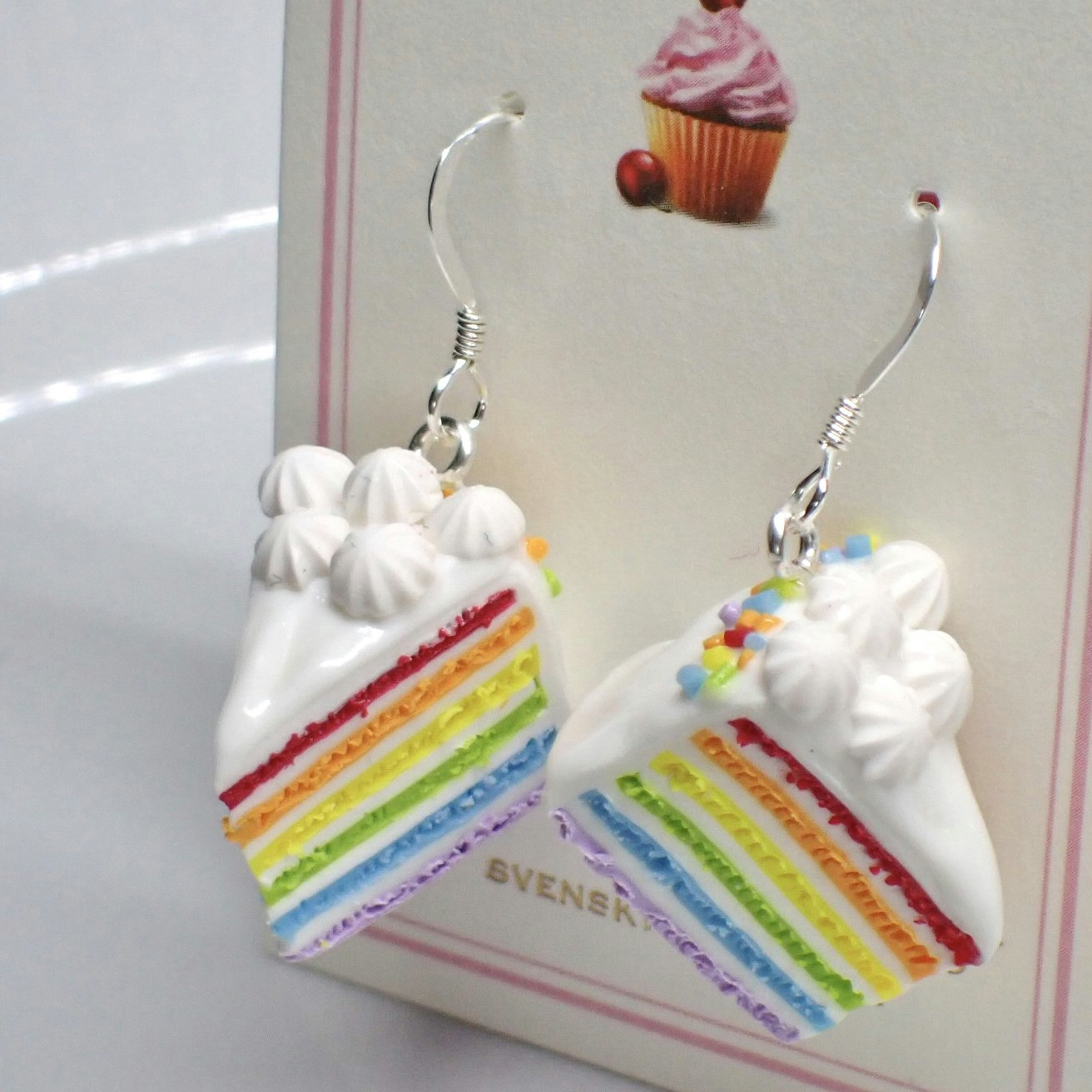 Rainbow cake earrings silver/gold