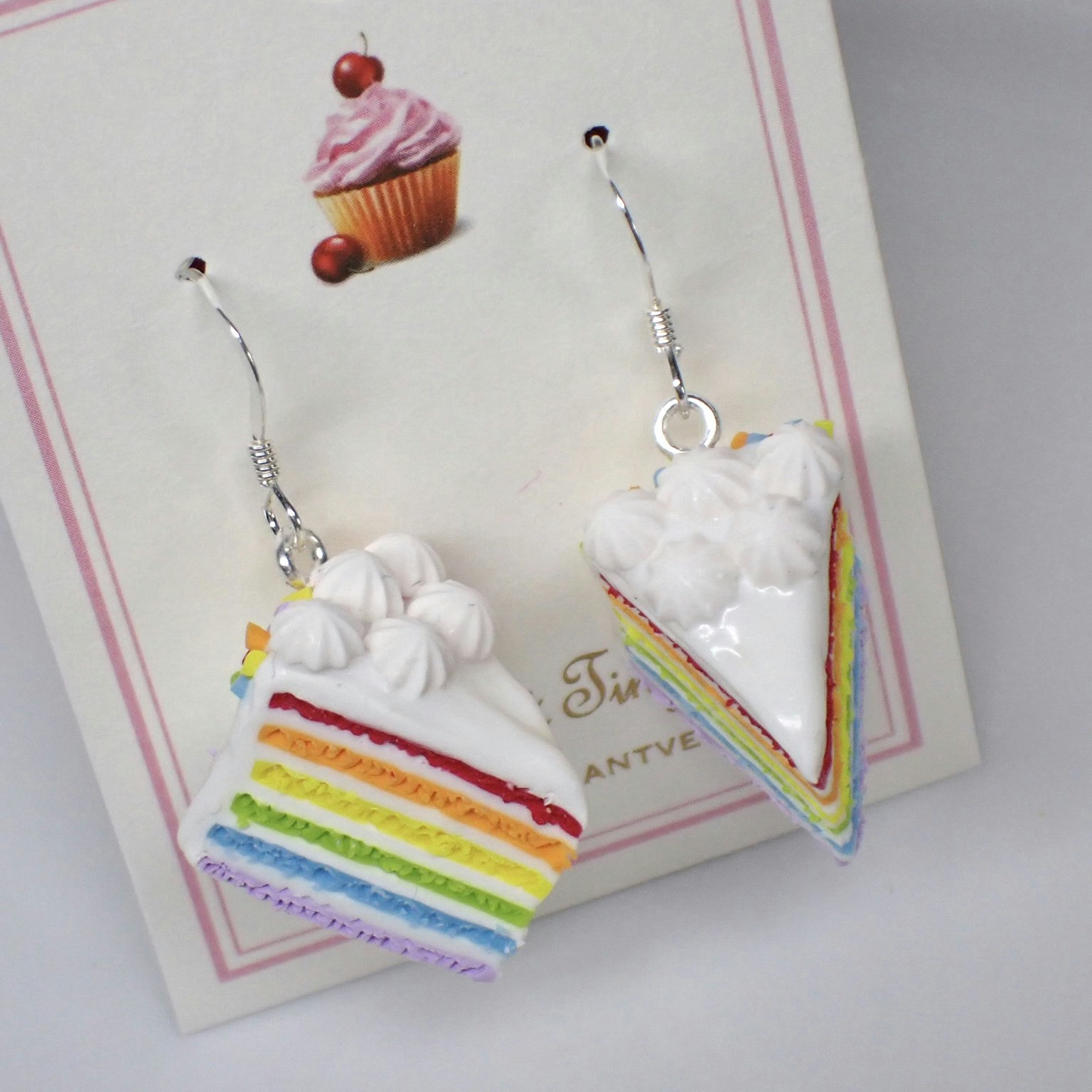 Rainbow cake earrings silver/gold
